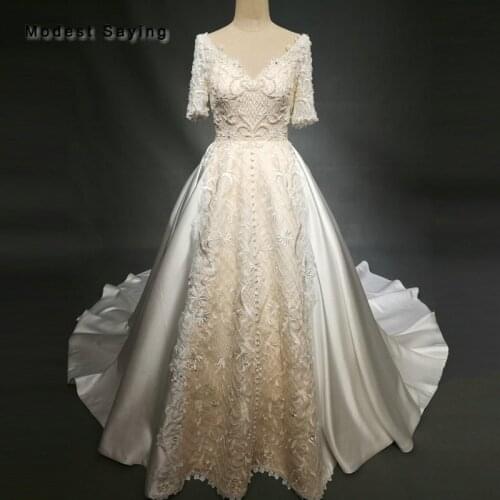 Modest Saying Satin Wedding Dresses