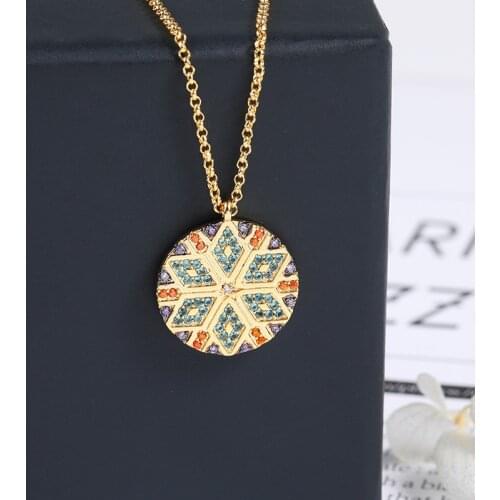 Fashion Statement Necklace Vintage Colorful Zircon Round Tribal Necklaces Africa Jewelry Women Accessories Zk30