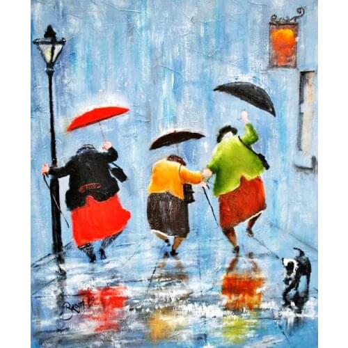 Backgroud character in rain painting by numbers lovely Children painting coloring by numbers women kids practise paint for liv
