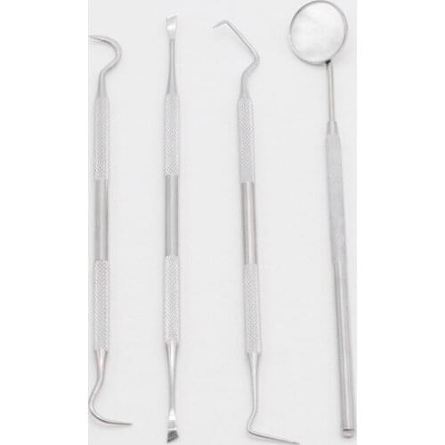 1Set Dentistry Lab Stainless Steel Instruments Mirror Probe Scraper Tweezers Kit