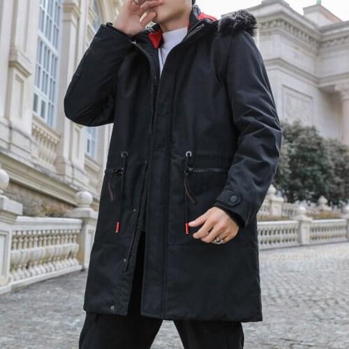New Brand Winter Coat Men Hooded Fur Collar Long Thick Cotton Parkas Jacket Pockets Outwear Waterproof Jackets Parka Warm C217