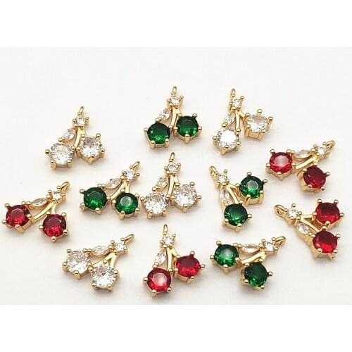 New arrival! 16x14mm 50pcs Cubic Zirconia Cherry Charm for Handmade Necklace Earring DIY Parts Jewelry Findings & Components