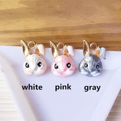 New Fashion Enamel Folding Rabbit Alloy Charm Bracelet Necklace Earring Pendant Accessories For Women Diy Jewelry findings