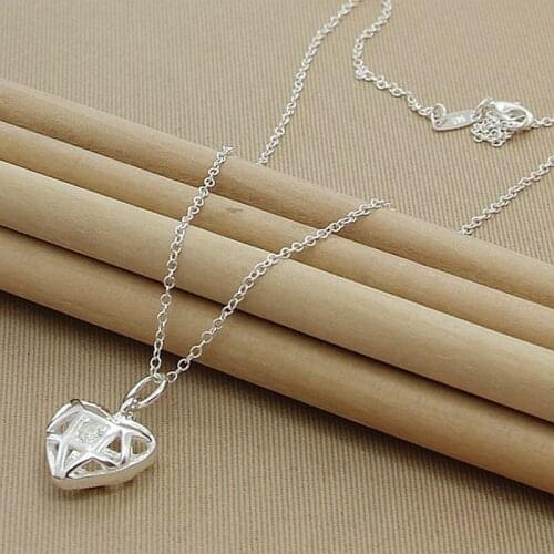 Romantic Fashion 925 Sterling Silver Heart Loves Pendant Necklaces Wholesale Silver Jewelry Necklace