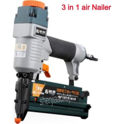 3-in-1 Pneumatic Nail Gun For F Nail, T Nail, 440K Nail Universal Air Nailer Woodworking Air Stapler Home DIY Carpentry Decor