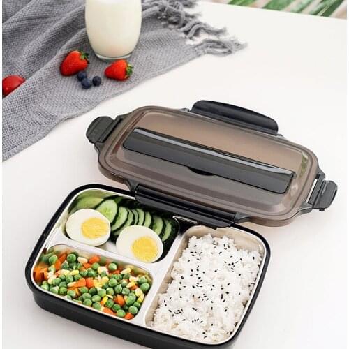 Portable Lunch Box 304 Stainless Steel Japanese Bento Box Compartment Kitchen Sealed Food Container