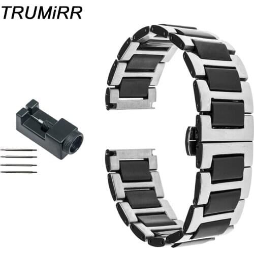 18mm 20mm 22mm Ceramic + Stainless Steel Watch Band for Montblanc Men Women Star Timewalker Butterfly Clasp Strap Wrist Bracelet