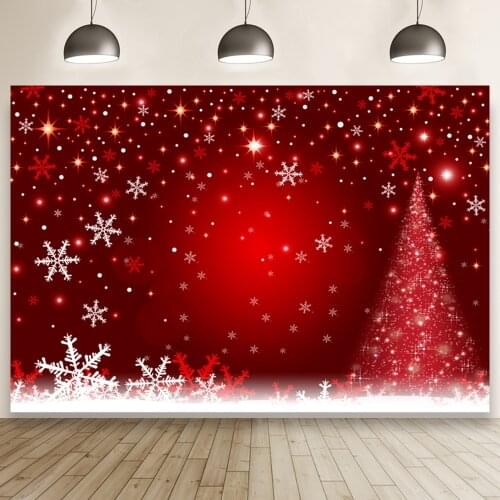 Merry Christmas Red Theme Tree Winter Home Party Backdrop Family Reunion Background Photocall Prop Banner Photo Decors Wallpaper
