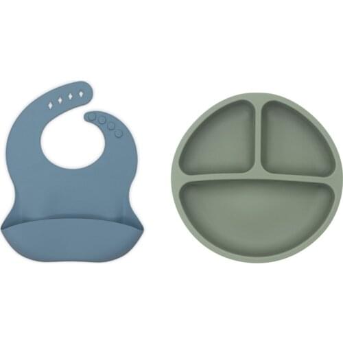 Newborn Baby Silicone Feeding Tableware Waterproof Baby Bibs For Toddler Breakfast Feedings Anti-drop non-slip bowl spoon bib