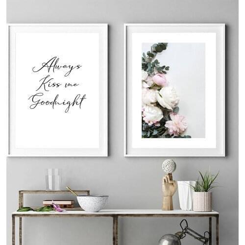 Scandinavian Art Flower Canvas Poster Pink Peony Floral Print Painting Nordic Style Wall Picture Modern Living Room Decoration