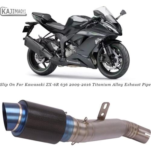 Motorcycle Exhaust Escape Modified Titanium Alloy Middle Link Pipe Carbon Fiber Muffler For Kawasaki ZX-6R ZX6R 636 2009 - 2016