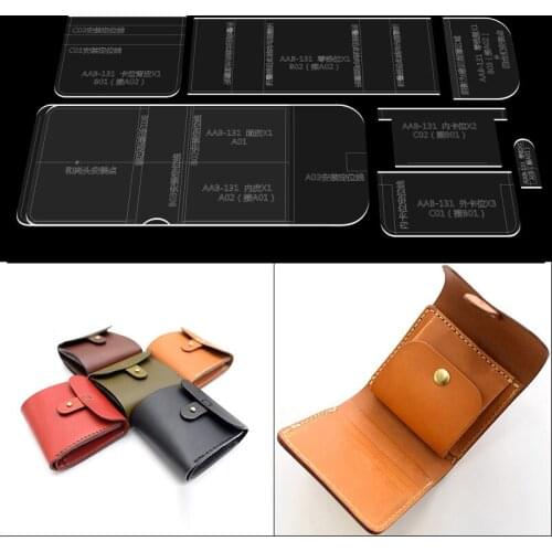Ladys Leather Wallet Transparent Acrylic Template Sewing Cutting Stencil Acrylic Pattern Tool DIY Coin Pocket Cutting Mold