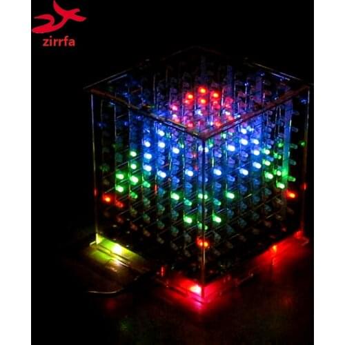 Zirrfa DIY 3D 8s multicolor mini light cubeeds Excellent animation 3D8 8x8x8 display,Christmas Gift led electronic diy kit
