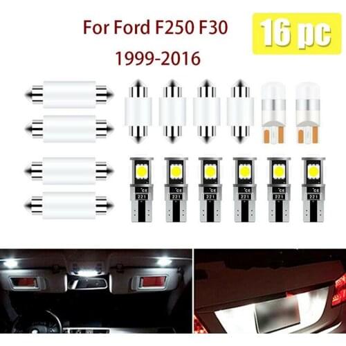 16Pcs White Interior LED Lights Bulb Package Kit for Ford F250 F350 1998-2018