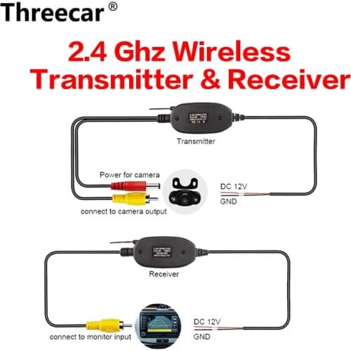 2.4 Ghz Wireless Rear View Camera RCA Video Transmitter & Receiver Kit for Car Rearview Monitor FM Transmitter & Receiver
