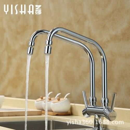 2016 Promotion None Grifos Cocina Torneira Cozinha Yishas New Kitchen And Art Double Tap Groove Dish Basin Can Rotate The 1013