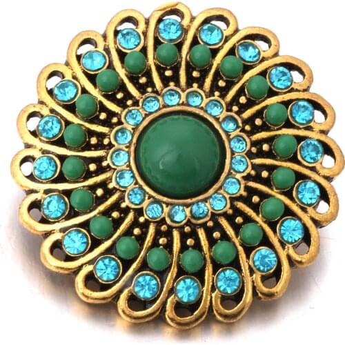 5pcs/lot New 18mm Snap Button Jewelry Rhinestone Big Gold Metal Snap Buttons Bracelet Fit DIY 18mm Snap Jewelry For Women