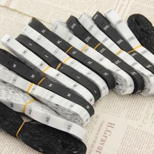 500pcs 1.2cm White Black Size Labels XS-6XL Polyester Cloth Garment Clothing Woven Tags For Clothes Bags Shoes Accessories