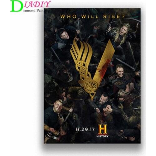 Diamond cross stitch classic TV show showcasing Viking rhinestone DIY Mosaic diamond embroidery selling home decor