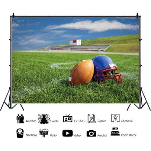 American Football Rugby Children Backdrops Photography Grass Sky Kids Birthday Party Photo Background for Shooting Decor