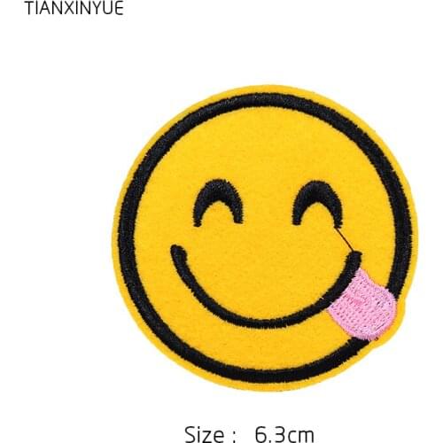 TIANXINYUE Brand Patches 20pcs/lot Pink Smile patch iron on patch Motif sew on iron on Applique DIY accessory