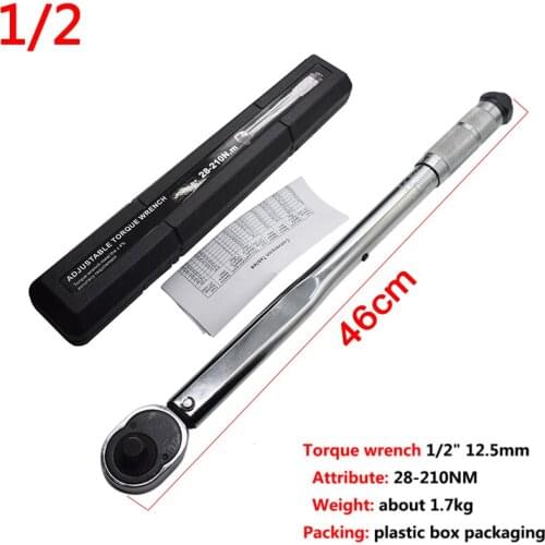 1/2'' Square Drive Torque Wrench 5-100 Ft-lb Two-way Wrench Repair Spanner Key Car Repair 28-210N.m Hand Tools