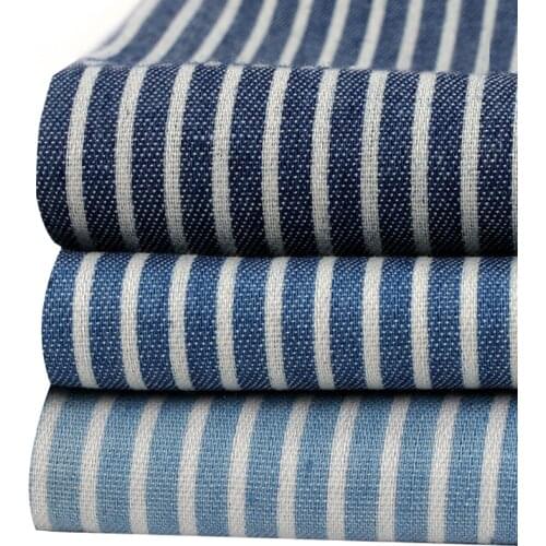 90*150cm Denim Fabric Per Meters Thin Soft Washed Shirt Clothing Diy Fabric Stripes Printed Jeans Fabrics Sewing Dress Brocade