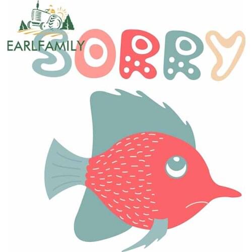 EARLFAMILY 13cm x 12.3cm For Lovely Small Fish Funny Car Stickers Vinyl Material Decal Body for Car DIY Funny Personality Decor