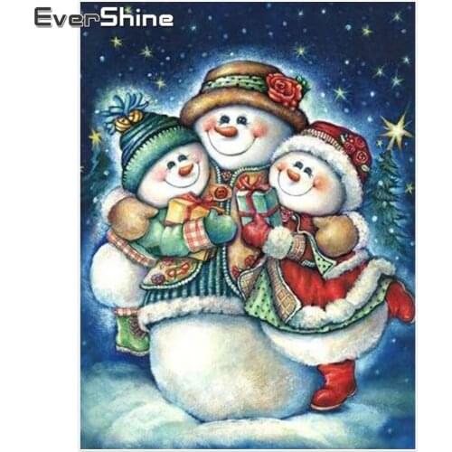 EverShine Diamond Painting Snowman Full Round Diamond Embroidery Cross Stitch Cartoon Christmas Paintings Home Decoration