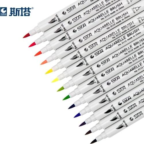 Dual Tip Watercolor Brush Markers Art Marker Set Water Soluble Double Color Marker Calligraphy Pen For Design Manga Comic