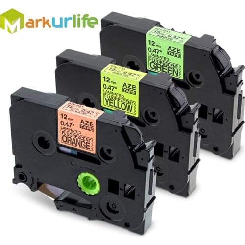3Pack/Lot Compatible for Brother Fluorescent p-Touch Label Tape TZe-B31 TZe-C31 TZe-D31 12mm Label maker