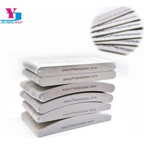 Jearlyu 50pcs/lot Nail File Professional Wooden Nail Buffer Nagelvijl 100/180/240 Grinding Nail Polish Manicure Pedicure Tool