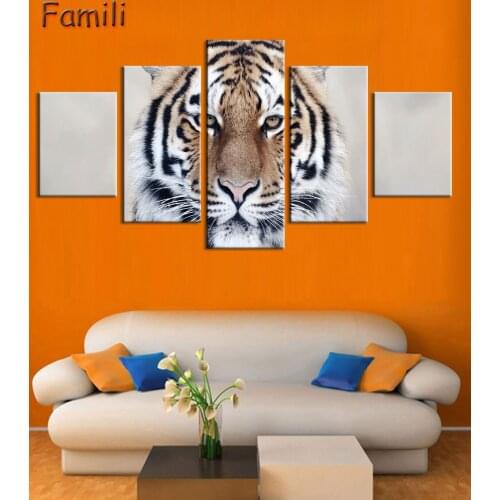 Wall art glowing lion and tiger picture painting for room decor print picture canvas painting unframed 5 pieces