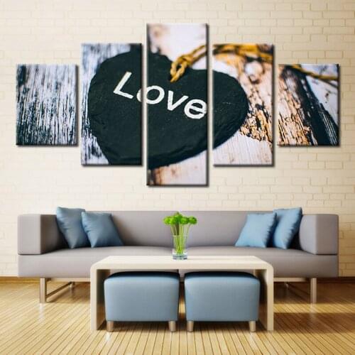 HD Print Canvas Paintings 5 Pieces Modern Home Decor Modular Love Heat Shape Pictures For Living Room Wall Art Posters