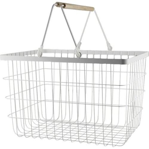 Nordic simple wrought iron wooden handle handle hamper storage basket household clothing debris storage basket large iron