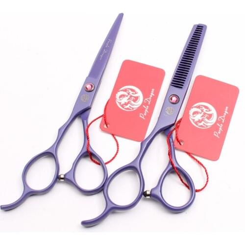 Left Hand 5.5" 16cm Purple Dragon Violet Thinning Cutting Scissors Professional Barber Scissors Styling Tool Hair Scissors Z8001