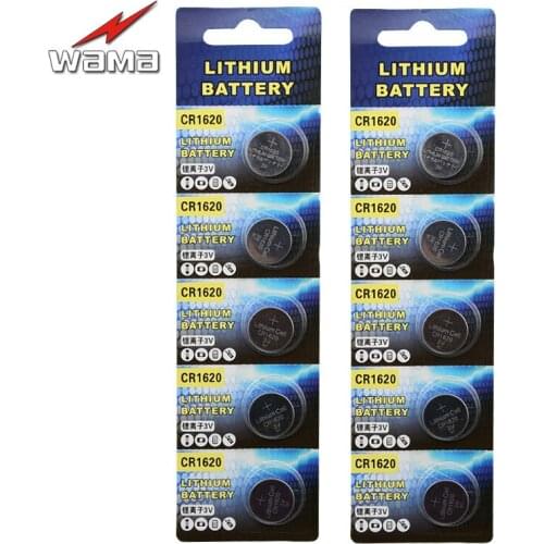 10x Wama CR1620 Lithiun Coin Battery 3V BR1620 DL1620 Car Remote Button Cell Batteries Anti-theft Alarm Key E-Dictionary