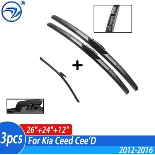 Windshield Windscreen Wiper Blades For Kia Ceed Cee'D 2012 2013 2014 2015 2016 Front Rear Window Wiper Blade Accessories