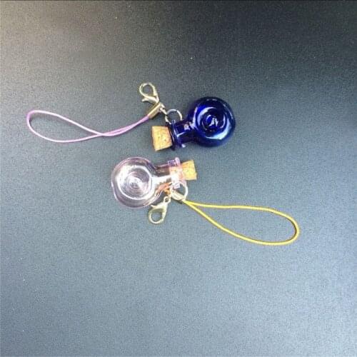 Mini Glass Bottles Pendant With Key Chains Lobster Clasp XO WineBottles Handmade Pendant Gift Bottles Phone Accessories 7pcs/lot
