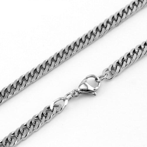 100% Stainless Steel Curb Cuban Mens Necklace Chain 7mm Width Figaro Chain Necklace For Men Fashion Jewelry Collares Collier