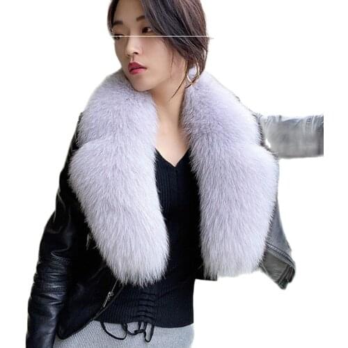 90CM 100% leather grass real fox fur scarf suit collar noble whole fur coat fur collar autumn winter mens snood, natural animal