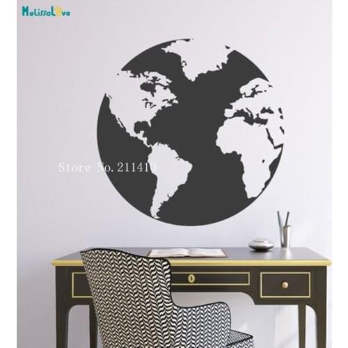 Round World Map Wall Sticker Simple Style Pattern Decals Home Decoration For Kids Study Removable Nursery Art Murals YT753