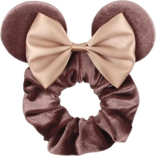 New Mickey Hair Accessories Christmas Bow Hair Ring Thick Velvet Pig Intestine Hair Ring Elastic Gold Velvet Headband