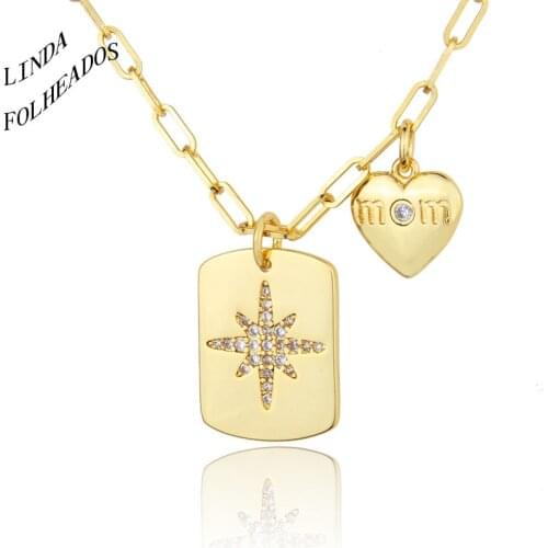 LINDA FOLHEADOS New Design Arrival Color Copper Gold Link Chain Snow and Love Shape Romantic Pendant Necklace Jewelry For Women