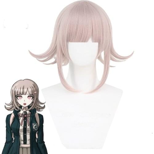 30cm Danganronpa Fujisaki Chihiro chiaki nanami Wig Cosplay Costume Adult Women Heat Resistant Hair Anime Short Wig C28K189