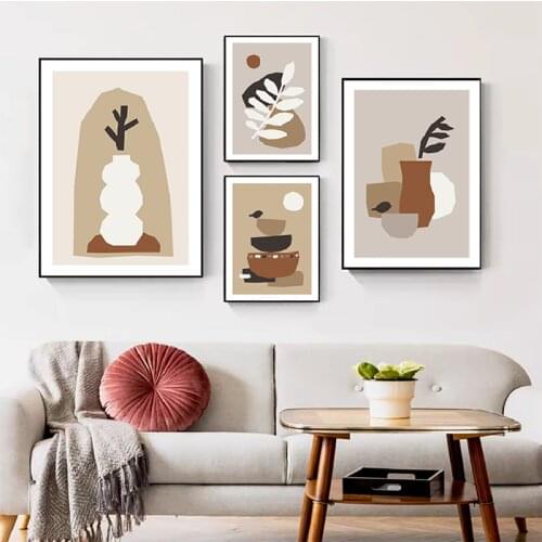 Morandi Poster Plant Leaf And Vase Canvas Painting Nordic Wall Art Poster Print for livingroom bed Room Home Decor Wall Picture
