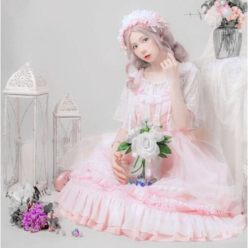 Sweet Lolita Dress Palace Princess Daily Tea Party Vintage Lace Bowknot High Waist Victorian Dress Kawaii Girl Jsk Loli Cosplay