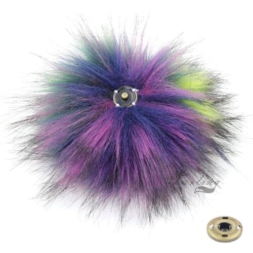 1PC Faux Raccoon Fur Pom poms 14CM/5.5inch with Press Snap Buttons for Beanie Hats Hat Accessories