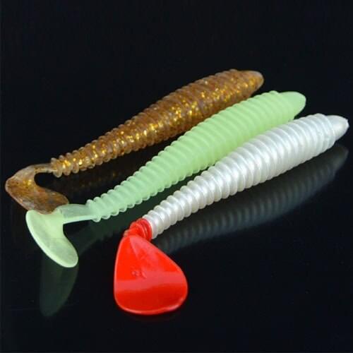 T-tail Sea Worm Lure 10cm/8.5g Artificial Pesca Soft Plastic lures Single Tail Worm 10PCS Peche Leurre Souple Baits