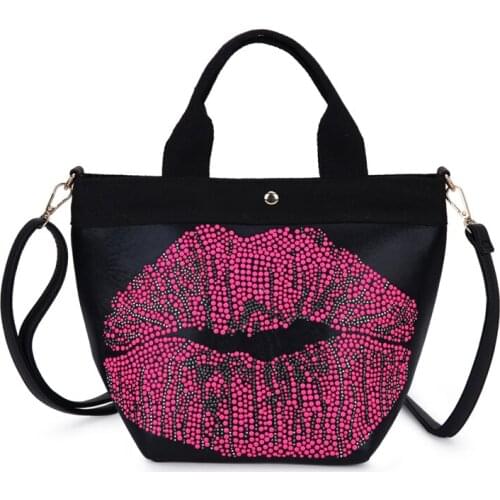 Sexy Lip Diamond Pu Leather Crossbody Bag for Women 2020 Fashion Shoulder Bag Tote Bag Female Purses and Handbags Shipping Bag